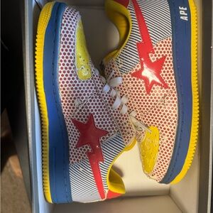 Bape Red and Yellow Star Sneakers